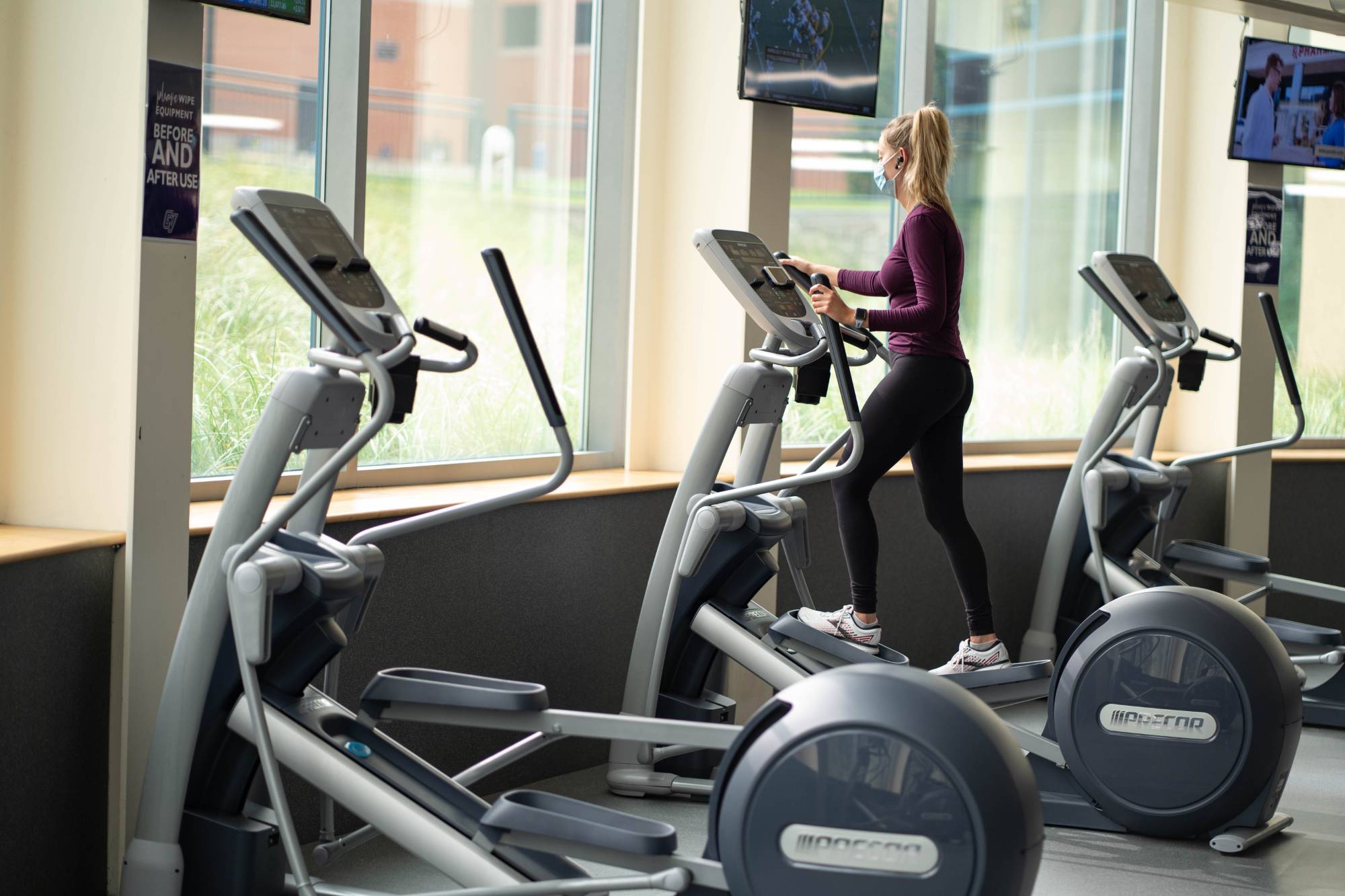 Exercising with Face Covering in Rec Center